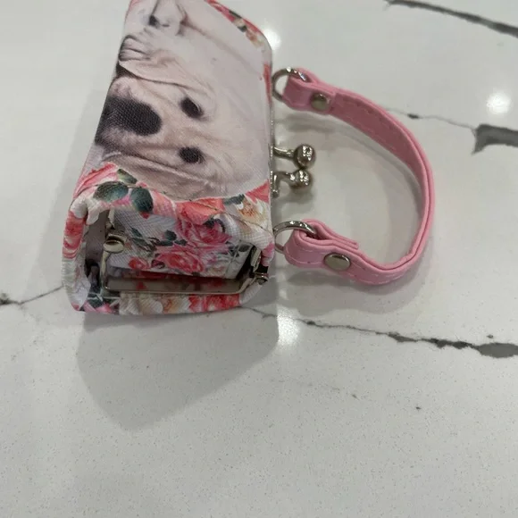 Tic Toc Pink Puppy Print Kiss Lock Lipstick/Change Purse/Bag Charm No Callouts - Picture 9 of 13